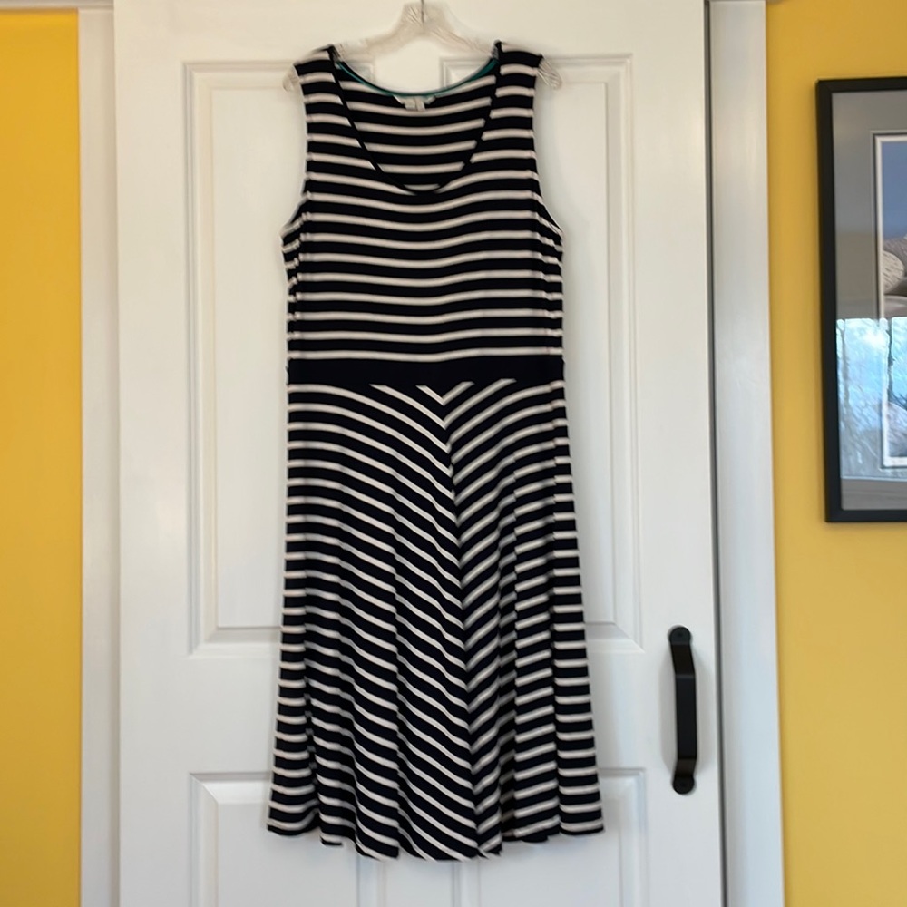Boden navy and white striped sundress